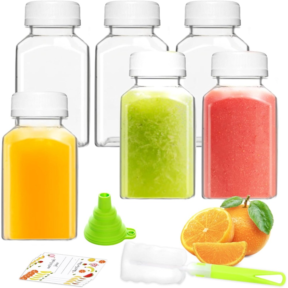 Meal Prep Healthy - Clear Plastic Juice Bottles 4oz 6