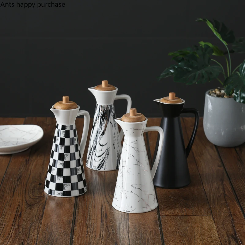 Wooden Cover Ceramics Oil Can  - Herb Keeper Bottle ulasan dan harga