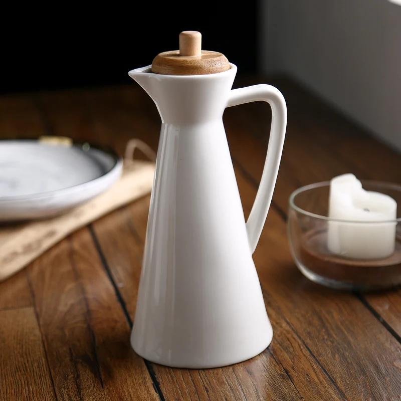 Wooden Cover Ceramics Oil Can  - Herb Keeper Bottle ulasan dan harga