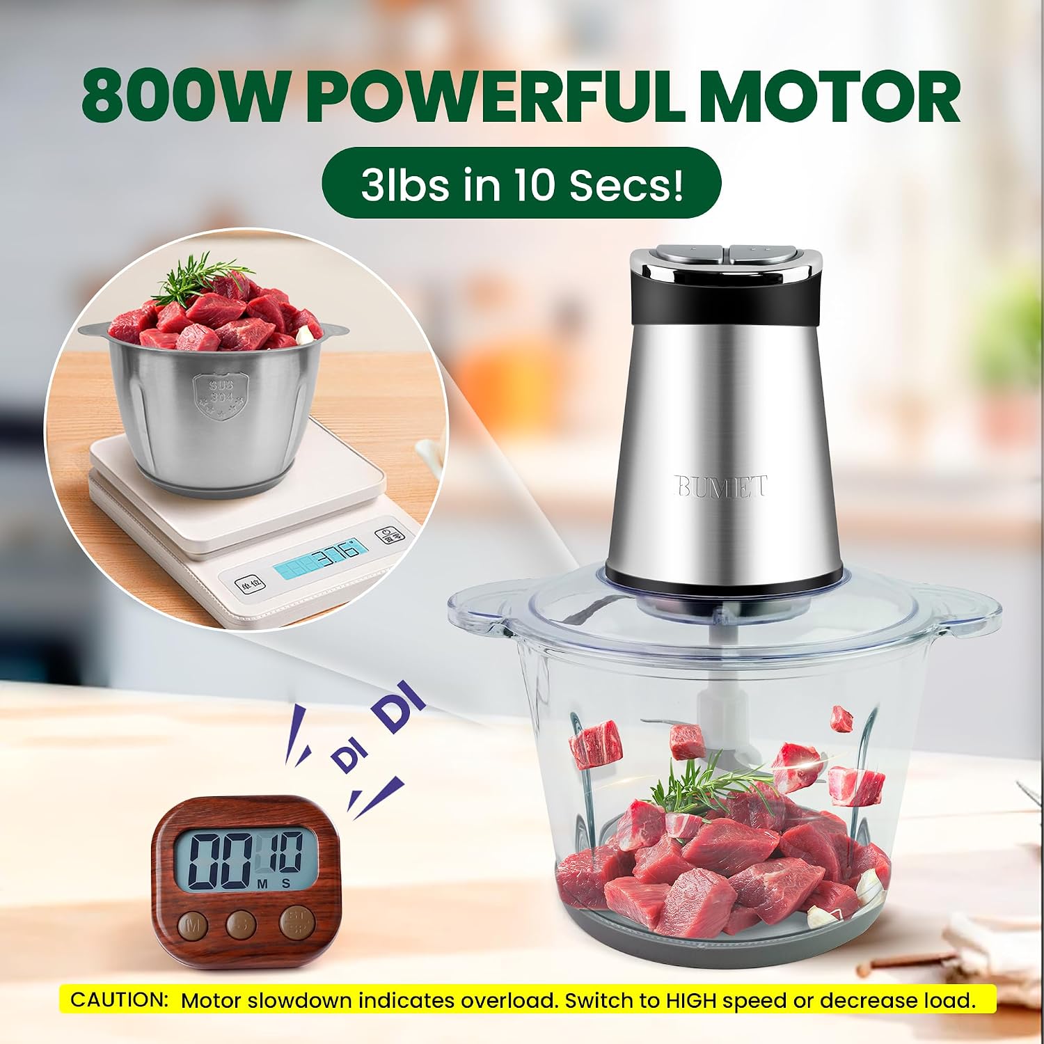 800W 2-12 Cup Food Chopper wit - Veggie Chopper Cup ulasan dan harga