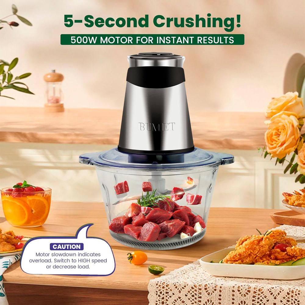 500W Meat Grinder 2x8-Cup Bowl - Veggie Chopper Cup ulasan dan harga