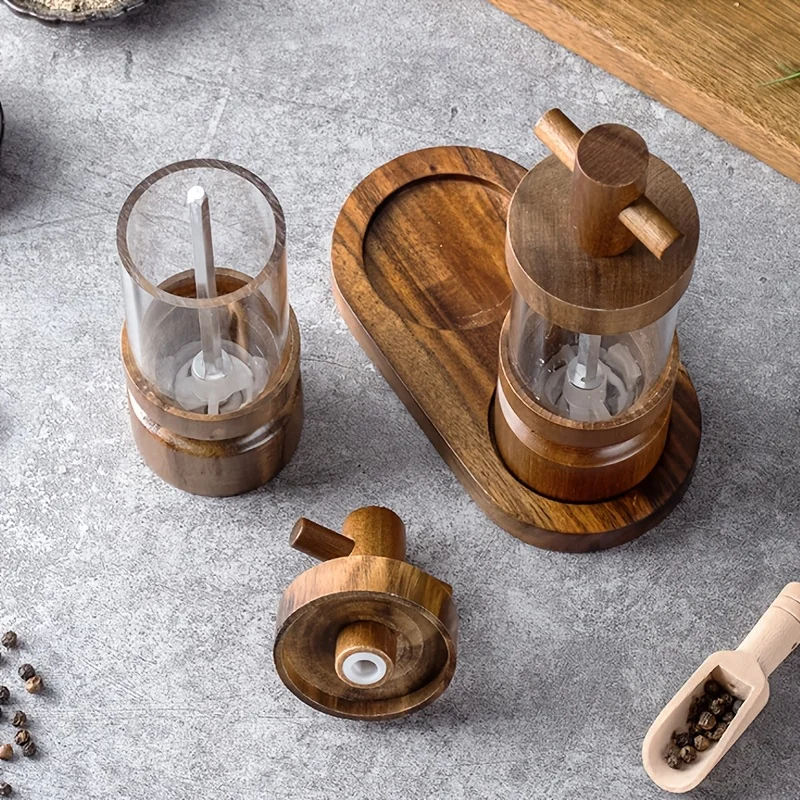 Acacia Wood Manual Black Peppe - Herb Keeper Bottle ulasan dan harga