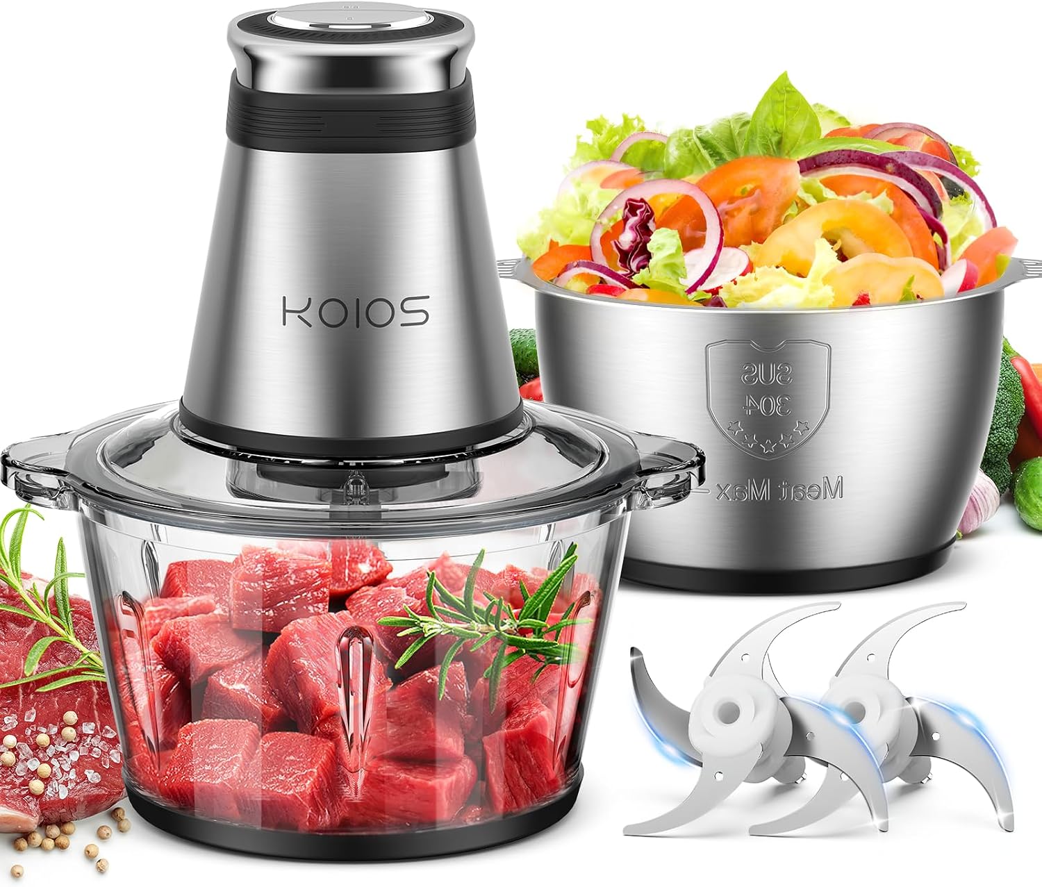 500W Food Chopper, 2 Bowls (8  - Veggie Chopper Cup ulasan dan harga