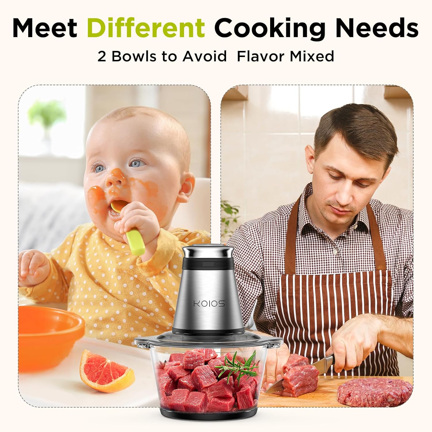 500W Food Chopper, 2 Bowls (8  - Veggie Chopper Cup ulasan dan harga